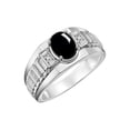 thumbnail image 4 of RYLOS Men's Rings Sterling Silver Rings Classic Designer Style 8X6MM Oval Gemstone & Diamond Ring Cabochon Onyx Birthstone Rings For Men Size 12, 4 of 8