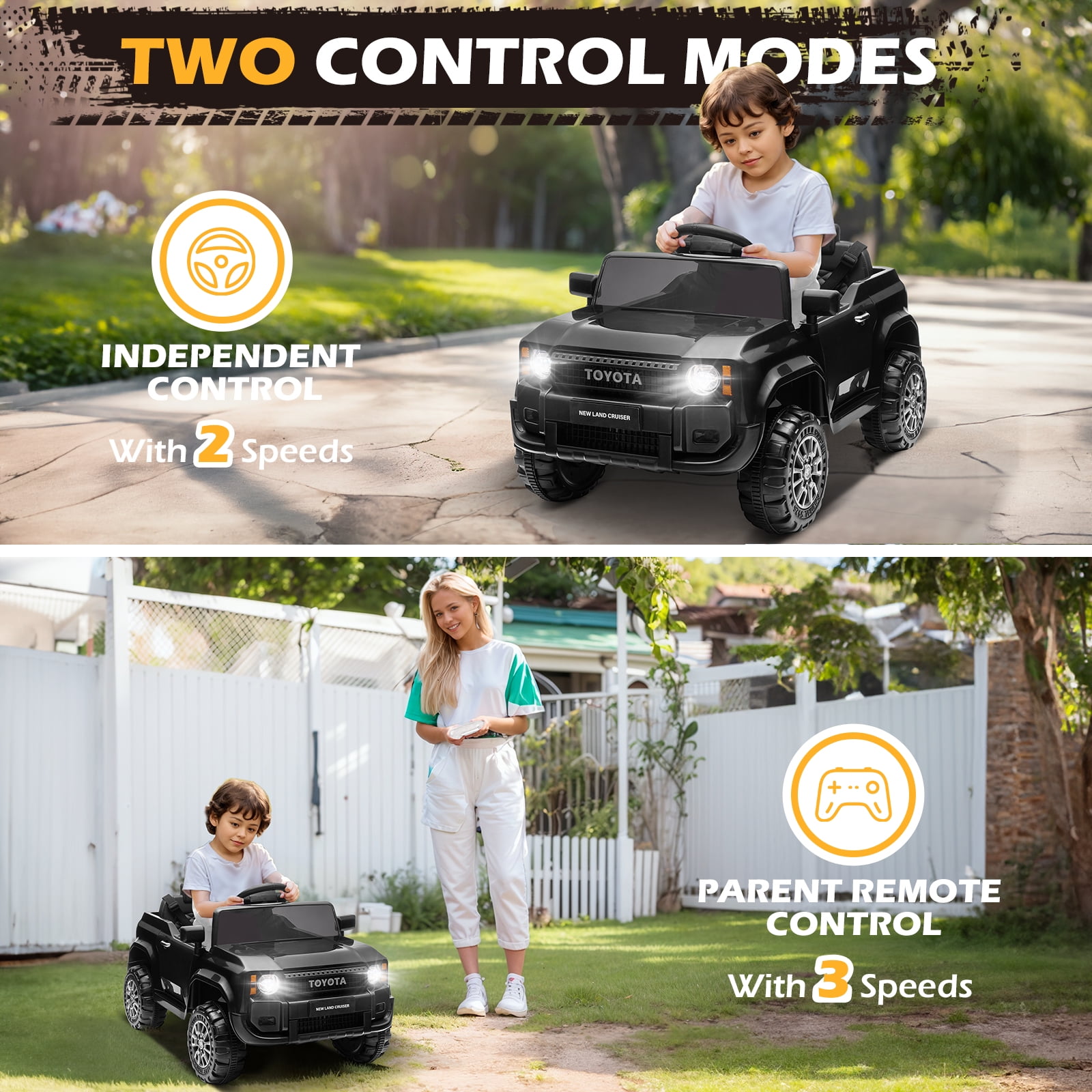 UBesGoo 12V Ride On Car Toys, Licensed Toyota Kids Powered Electric Car with Remote Control for Girls Boys, Black