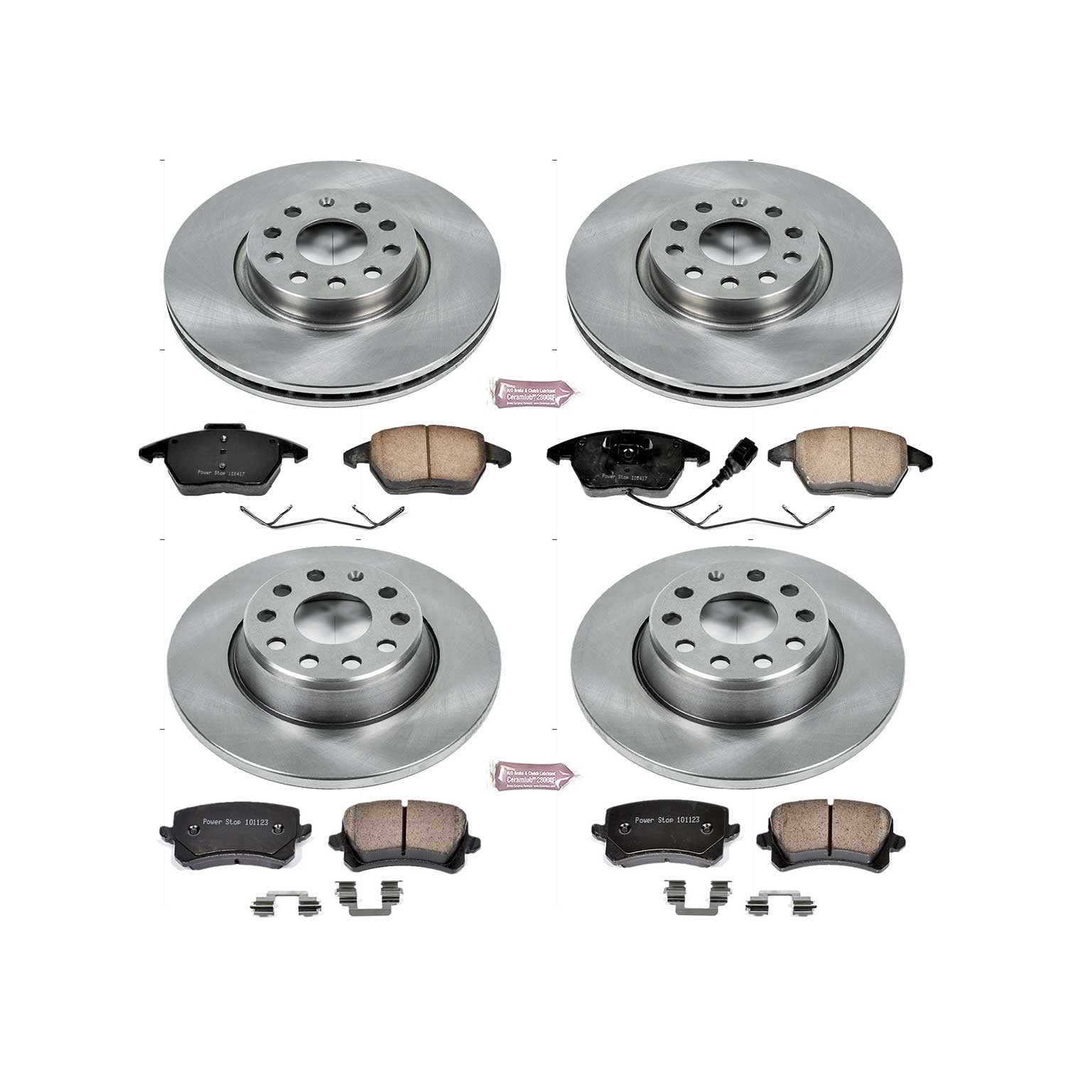 PowerStop Front and Rear Stock Replacement Brake Pad and Rotor Kit Fits: VOLKSWAGEN Select Models KOE7838