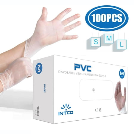 100PCS Disposable PVC Gloves, RipResistant Disposable Food Grade Gloves Free Powder Free Rubber Latex Free Textured Gloves, M Size