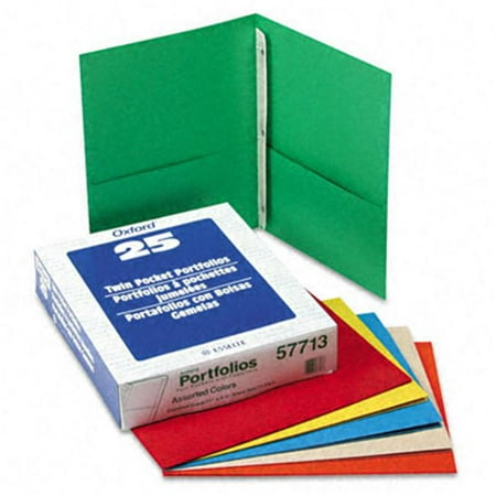 Esselte Pendaflex 57713 Paper Twin-Pocket Portfolio Tang Clip Letter 1/2 Capacity Assorted 25/Box