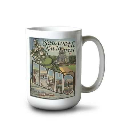 

15 fl oz Ceramic Mug Sawtooth National Forest Idaho Large Letter Scenes Dishwasher & Microwave Safe