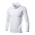 thumbnail image 1 of Mens Winter Shirts,Mens Winter Solid Color Medium High Neck Bottom Layer Long Sleeved Round Neck Top, 1 of 7