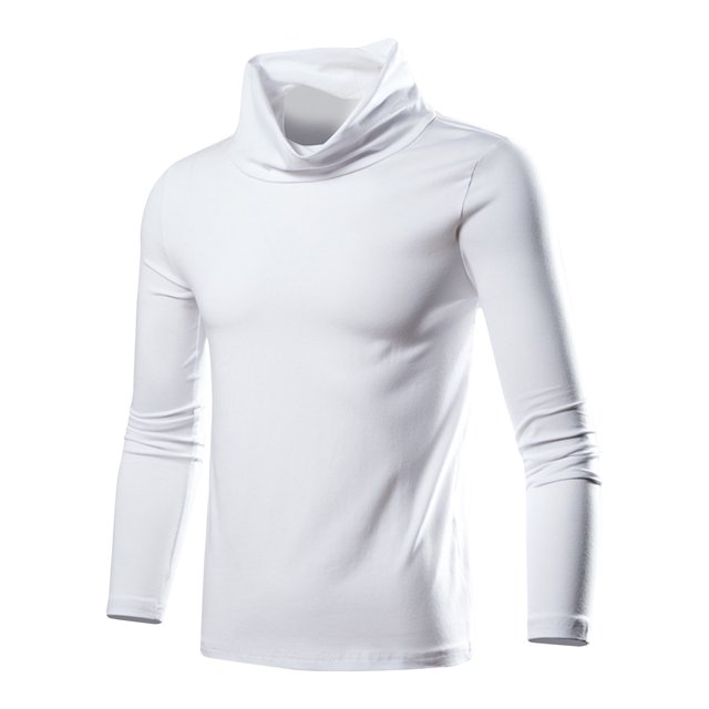 Mens Winter Shirts,Mens Winter Solid Color Medium High Neck Bottom Layer Long Sleeved Round Neck Top