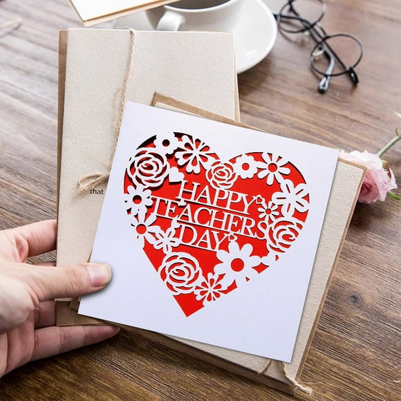PEONAVET Greeting Cards Lasers Cut Greeting Card Thank You Card Teacher's Day Greeting Card Teacher's Week Card