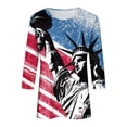 thumbnail image 4 of UngA USA 250th Anniversary T Shirt Women American Flag 3/4 Sleeve Shirt 4th of July T-Shirt USA Flag Patriotic Tee Tops (Watermelon Red,L), 4 of 8