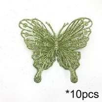chaungfeng 10-Pack Sparkling Butterfly Ornaments, Glittering Decor, for Christmas Tree, Wedding Wreath, Gift Box, 5.1"x4.5"