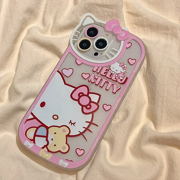 Sanrio-funda de Hello Kitty para iPhone, carcasa transparente de lujo con dibujos animados, para modelos 14, 13, 12, 11 Pro Max, XR, XS MAX, 7, 8 Plus, SE, Y2K Fivean unisex
