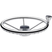 5 Spoke 13.5 inch Stainless Steel Boat Steering Wheel Destroyer Style Marine