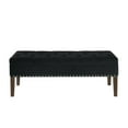 thumbnail image 4 of GZXS Black Velvet Upholstered Bench with Storage, Button-Tufted Bed/Window Bench with Nailhead Trim & Wood Legs, for Bedroom, Living Room, Entryway - 48"L x 18"W x 18.5"H, 4 of 7