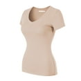 thumbnail image 3 of Made by Olivia Women's Basic Solid Short Sleeve V Neck Jersey Top, 3 of 6