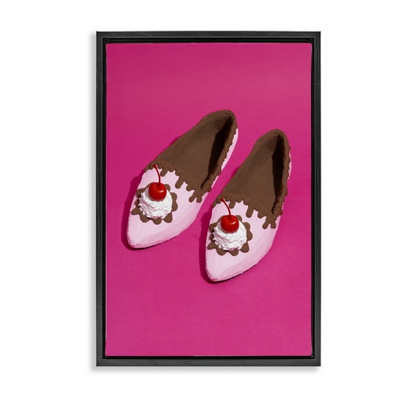 Stupell Industries Glam Dessert Shoes Novelty Painting Black Floater Framed Art Print Wall Art, 17 x 25