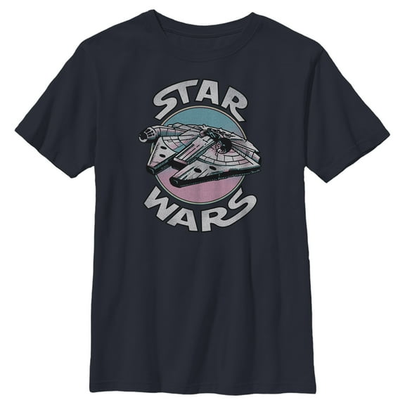 Boy's Star Wars: A New Hope Millennium Falcon Gradient Circle Graphic Tee Navy Blue X Small