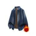 thumbnail image 2 of Daznico Jackets for Men,Lined Denim Jacket Winter Warm Long Sleeve Shirt Casual Loose Fit Coat for Cold Weather Outdoor Wear with Classic,Mens Winter Coats,Size:4XL, 2 of 5