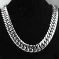 thumbnail image 4 of HEAVY 22mm Silver Curb Link Rombo Mens Chain 316L Stainless Steel Necklace Gift, 4 of 4