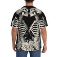 thumbnail image 3 of Pofeuu Skeletons Love Flowers Print Mens Casual Short Sleeve Shirts Beach Summer Spread Collar Pocket Tops Men's Casual Short-sleeved Shirt-X-Large, 3 of 5