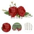 thumbnail image 3 of Unique Bargains 1 Pc Women's Portable Simulated Flowers Hair Clips Comb for Parties Red Polyester Fabric Iron, 3 of 4