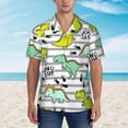 thumbnail image 2 of Susaid Funny Dinosaurs on Stripes Print Hawaiian Shirts for Men Women,Hawaiian Summer Short-Sleeve Casual Relaxed-Fit Button-Down,Medium, 2 of 7