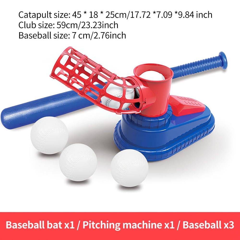 FeiWen Training Automatic Baseball Launch Toy Baseball with 3 Soft Balls Indoor Outdoor Sports Games 