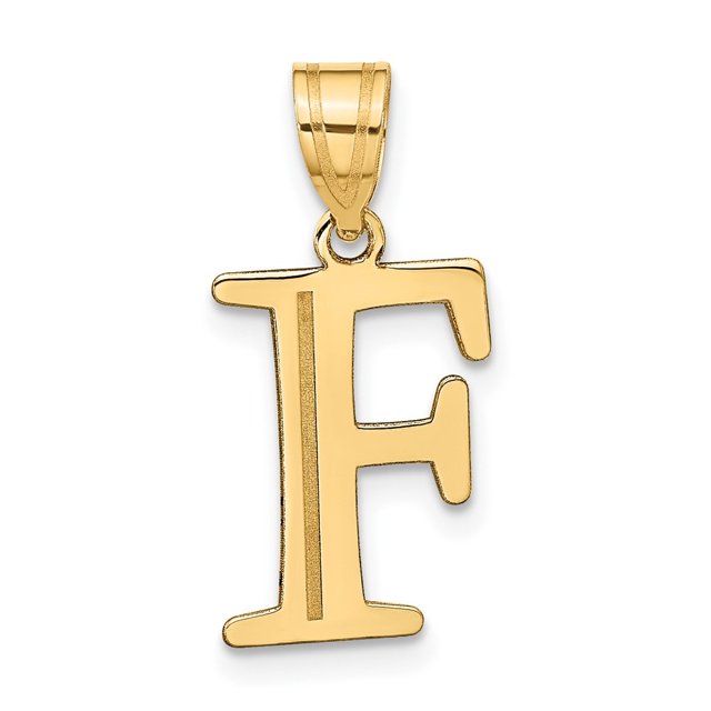 Diamond2Deal 14K Pendentif Initiale Lettre F en Or Jaune Gravé pour Femmes