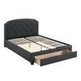 thumbnail image 2 of Contemporary Charcoal Burlap Twin Bed With Storage Space And Headpiece Head Underbed Drawer In Bedroom, 2 of 2