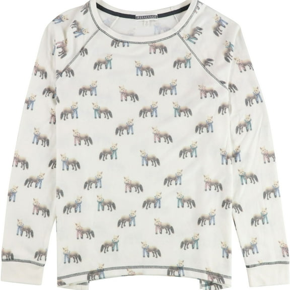 P.J. Salvage Womens Foxes In Scarves Pajama Sweater, White, Medium