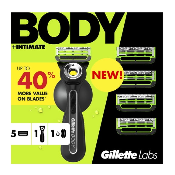 Gillette Labs Body Shaver, Intimate Razor For Men, 5 Count
