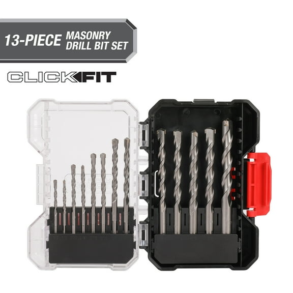 Hyper Tough 13-Piece Masonry Bit Set Click Fit™ Case, 43029CF