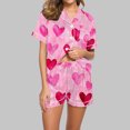 thumbnail image 2 of Tnhcen Women's Valentine's Day Heart Print Pajamas Set 2 Pieces Short Sleeve Button Blouse Fashion Shorts Pjs Homewear Set S-2XL, 2 of 7