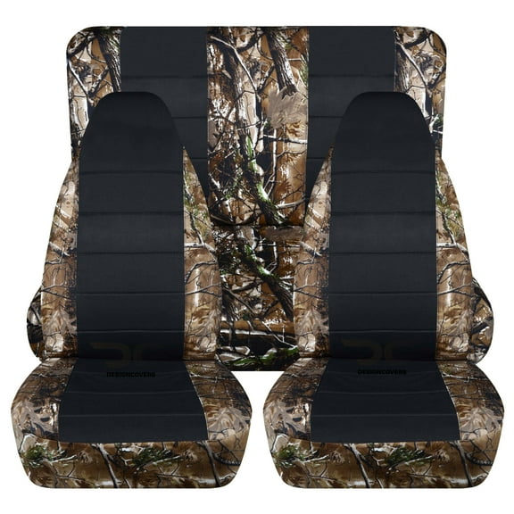 T226-Designcovers Fits 1997-2002 Jeep Wrangler TJ SE/Sport/Sahara 2door Camouflage Seat Covers:Woods and Black - Full Set