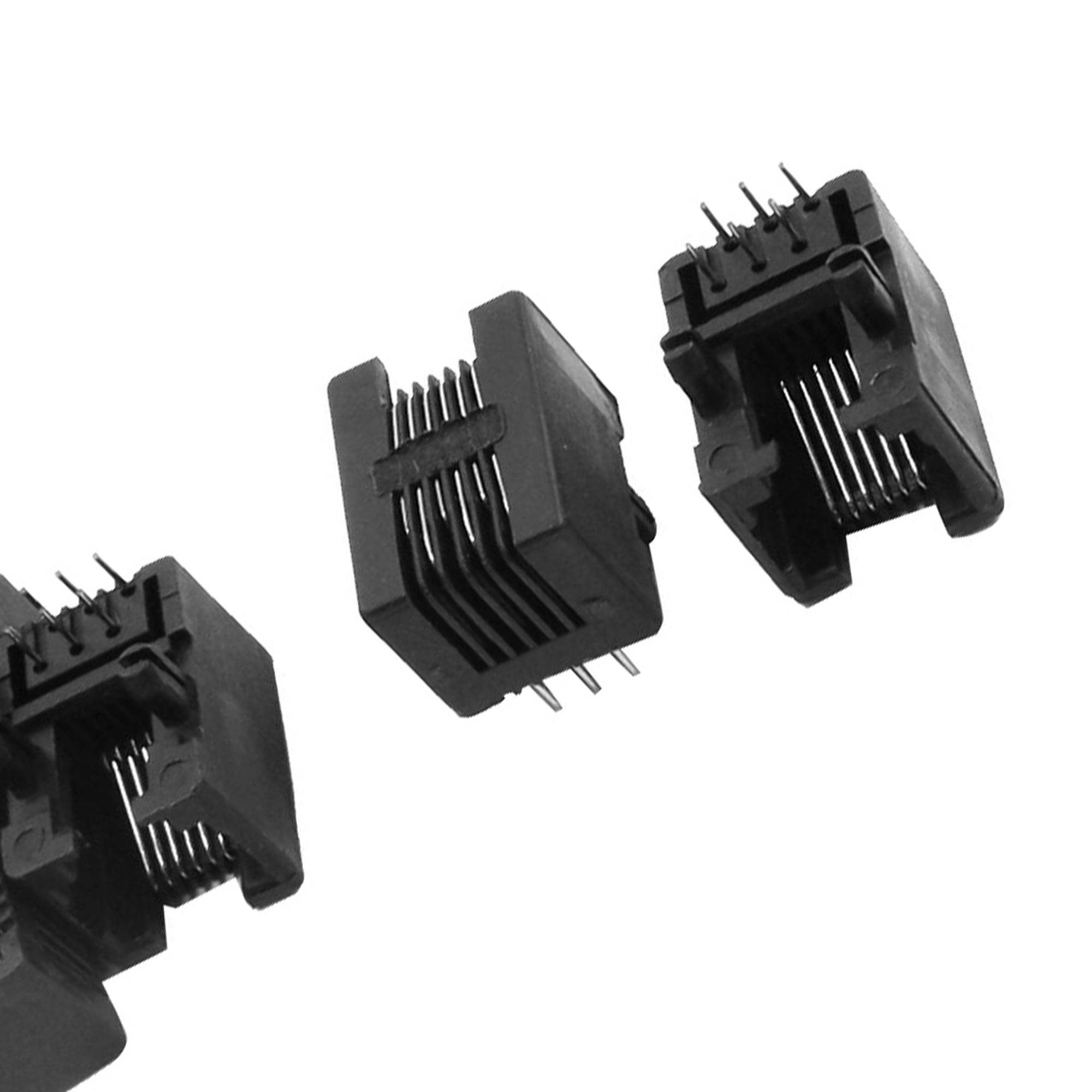 5pcs RJ11 PCB Mount Black Modular Phone Jack 6P6C Telephone Socket Connector