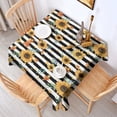 thumbnail image 2 of Black White Stripe Orange Leaf Sunflower Pattern Square Tablecloth,Waterproof Square Table Cover,Wipeable Spillproof Washable Table Cover for Home Kitchen Party Decor 42"X42"(107x107cm), 2 of 6