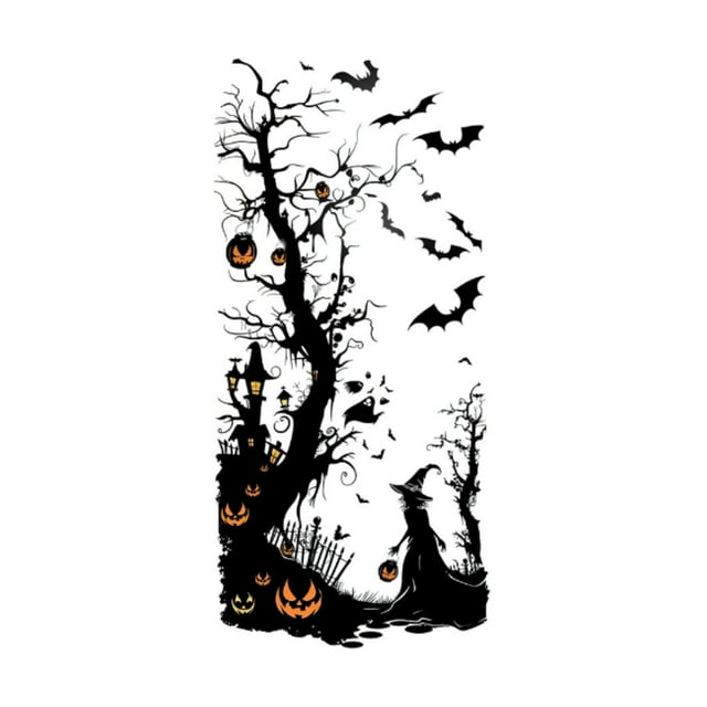 Pegatina De Pared Con Forma De árbol De Calabaza De Halloween, Decoración De Halloween Para Espejo, Ventana Y Oficina