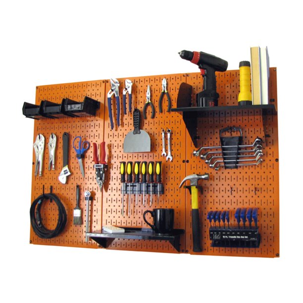 4ft Metal Pegboard Standard Tool Storage Kit Orange Toolboard & Black