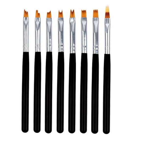 Set of 8 nail art brushes, Wood, 13.5 cm, Multicolor