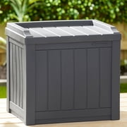 Suncast 22 Gal Outdoor Patio Small Deck Box with Storage Seat, Cyberspace