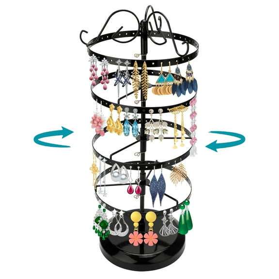 TSV 176 Holes Rotating Earring Holder, 4 Tier Earring Organizer Stand, Adjustable Display Tree, Large Carousel Rack for Stud Hoop