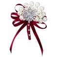 thumbnail image 1 of Flores Artificiales para Boda Hombre Novio Boutonniere Ramillete de Flores de Graduación Vino rojo Gloria Ramillete de ramo de novia, 1 of 9