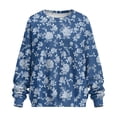 thumbnail image 4 of HELLHERO Flower Print Women Pullover Top Long Sleeve, Warm Crewneck Sweatshirt with Pocket Oversized Sweatshirt Fashion Clothes Size XXL, 4 of 7