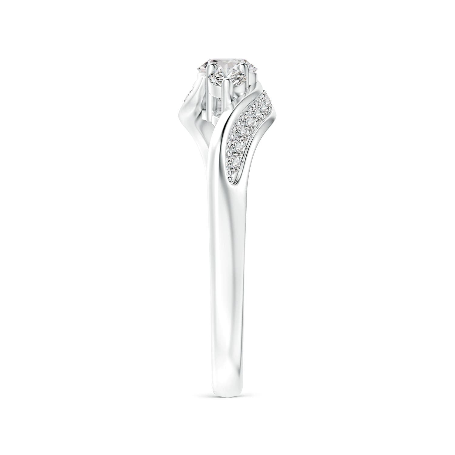 Angara Natural Diamond Three Stone Engagement Ring for Women in 14K White Gold - April Birthstone Jewelry | Round Diamond Ring (Ring Size - 7.5)