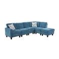 thumbnail image 2 of Aukfa 104" Sectional Sofa w/ Storage Ottoman, 6-Piece Living Room Couch Set, Lint, Blue, 2 of 6