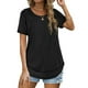 thumbnail image 1 of Camiseta con cuello redondo, holgada, transpirable, dobladillo curvo, camiseta con cuello redondo, manga corta informal para mujer, 1 of 6