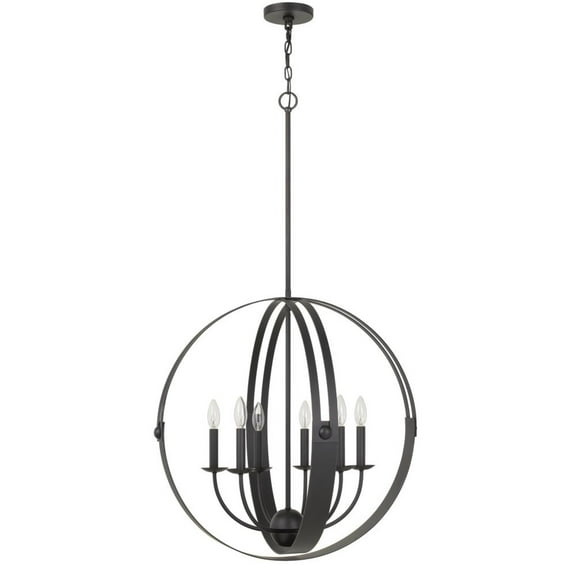 Cal Lighting Valais 6-Light Bird Cage Metal Chandelier in Matte Black