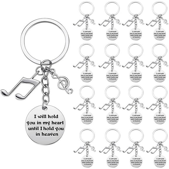 1 Box 20Pcs Musical Note Key Chains Bulk Music Themed Keychains Alloy Silver Small Voice School Words Blank Engraving Tags Metal Charms Keyrings for Car Key Purses Party Favors Gift Decor