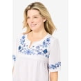 thumbnail image 4 of Woman Within Plus Size Embroidered Split-Neck Tunic, 4 of 6