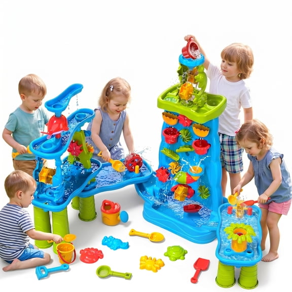 Dinosaur Planet Water Table for Toddlers, Upgrade Sand and Water Play Toys for Toddlers Kids, Activity Sensory Tables Outside Beach Toys for Toddler Boys Girls Age 1-3-5 Gift (Random  Color)