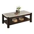 thumbnail image 2 of Genuine Marble Top Cocktail Table Dark Cherry Finish Wood Frame Contemporary Living Room Furniture 1pc Coffee Table, 2 of 5