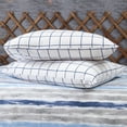 thumbnail image 4 of SUSSEXHOME Off White Stripes Cotton Duvet Cover Set Blue, Full Size Duvet Cover, 1 Duvet Cover, 1 Fitted Sheet and 2 Pillowcases, Iron Safe, Hypoallergenic, Breathable , Machine Washable, 4 of 7