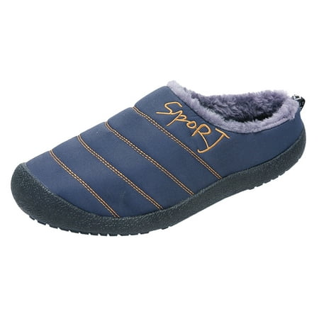 

GNEIKDEING Mens Slippers Warm Winter Flats Shoes For Mens Indoor House Slip On With Cotton Gift on Clearance