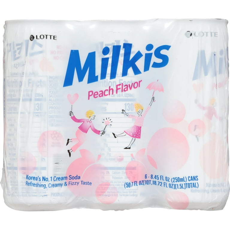 MILKSLIME Lotte Milkis Peach Flavor Cream Soda 6 - 8.45 fl oz Cans - Walmart.com